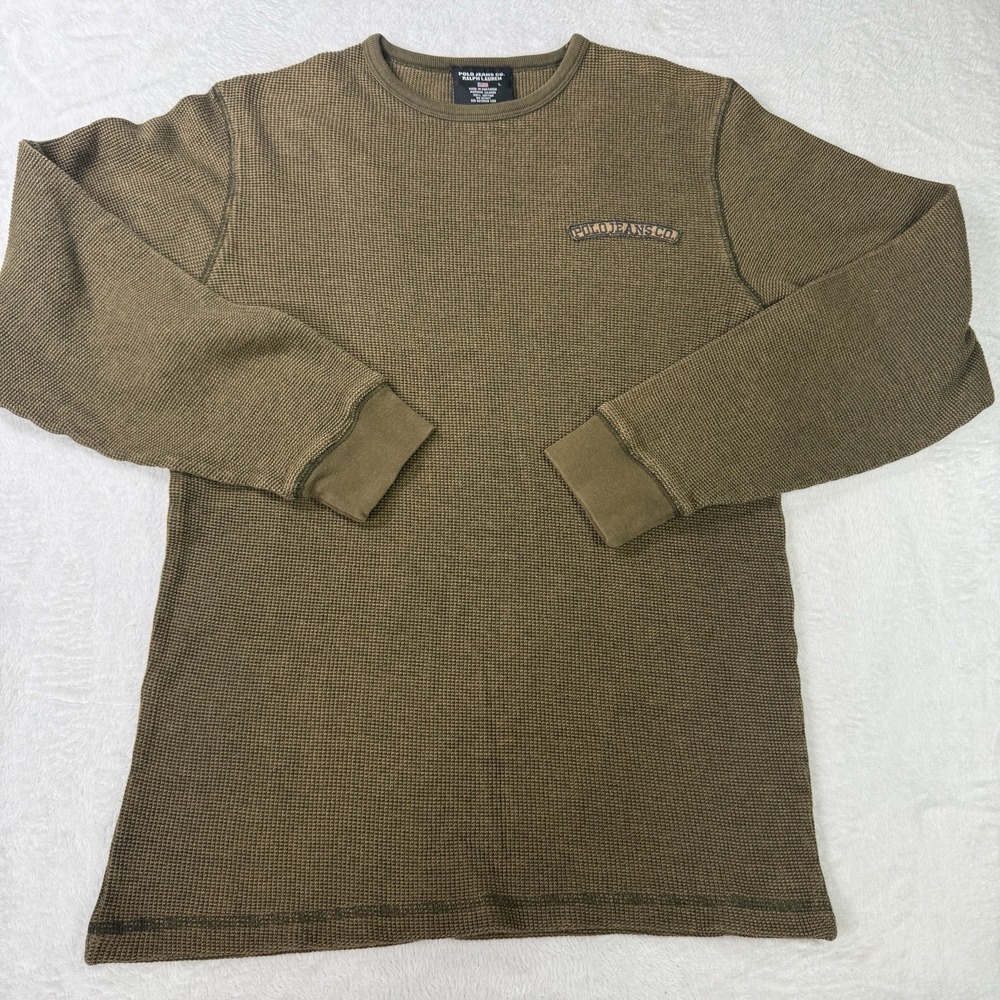 Vintage POLO JEANS CO. Ralph Lauren Waffle Knit Thermal Shirt Mens L Y2K Grunge